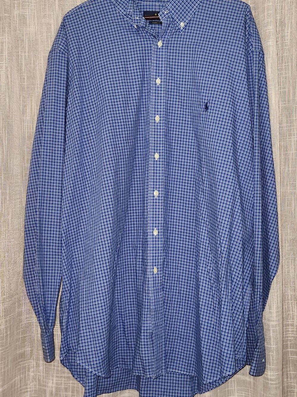 Ralph Lauren Men's Blue Classic-Fit Plaid Oxford Shirt